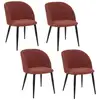 Image de Lot de 4 chaises en velours côtelé celeste - terracotta