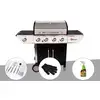 Image de Barbecue à gaz avec chariot manhattan 450gpi + plancha + malette de 8 accessoires inox + gant de protection + dégraissant pour barbecue
