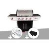 Image de Barbecue à gaz avec chariot Manhattan 450GPI + plancha + Malette de 8 accessoires inox + Gant de protection