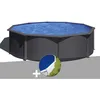 Image de Kit piscine acier gris anthracite Gré Louko ronde 370 x 122 m + Bâche à bulles