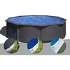 Image de Kit piscine acier gris anthracite Gré Louko ronde 370 x 122 m + Bâche dhivernage + Bâche à bulles + Tapis de sol