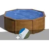 Image de Kit piscine acier aspect bois Gré Pacific ronde 370 x 122 m + Tapis de sol