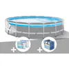Image de Kit piscine tubulaire Intex Prism Frame Clearview ronde 488 x 122 m + Bâche à bulles + 6 cartouches de filtration