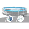 Image de Kit piscine tubulaire Intex Prism Frame Clearview ronde 488 x 122 m + Bâche à bulles + Kit dentretien