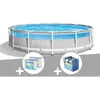 Image de Kit piscine tubulaire Intex Prism Frame Clearview ronde 427 x 107 m + 6 cartouches de filtration + Bâche à bulles