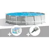 Image de Kit piscine tubulaire Intex Prism Frame ronde 457 x 107 m + 6 cartouches de filtration + Aspirateur