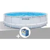 Image de Kit piscine tubulaire Intex Chevron ronde 488 x 122 m + Bâche à bulles