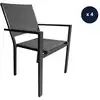 Image de Lot De 4 Fauteuils Avec Structure Aluminium Et Textilène Matelassé Gris,
