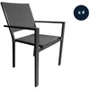 Image de Lot de 4 Fauteuils avec structure aluminium et textilène matelassé gris empilables Ibiza anthracite - Jardiline