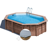 Image de Kit piscine bois gré bambu 5,35 x 3,35 x 1,36 m + bâche hiver