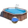Image de Kit piscine bois gré bambu 5,35 x 3,35 x 1,36 m + bâche à bulles
