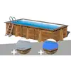 Image de Kit piscine bois gré papaya 5,20 x 3,20 x 1,33 m + bâche hiver + bâche à bulles