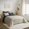 Image de Pack complet 6 pièces Lin/Marine réversible housse de couette pour lit 140 x 190 cm