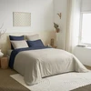 Image de Pack Complet 6 Pièces Lin/marine Réversible Housse De Couette Pour Lit 180 X 200 Cm "king Size"