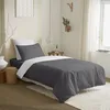 Image de Pack complet 4 pièces Anthracite/Blanc réversible housse de couette pour lit 90 x 190 cm