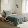 Image de Pack Complet 4 Pièces Eucalyptus/lin Réversible Housse De Couette Pour Lit 90 X 190 Cm