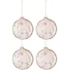 Image de Boite De 4 Boules De Noël En Verre Rose 12x12x12 Cm