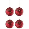 Image de Boite de 4 boules en verre rouge 12x12x12 cm