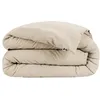Image de Housse de couette flanelle 100% coton 200 x 200 cm - LEFFET PAPILLON - CANDICE - Sable - Boutons bois