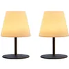 Image de Pack De 2 Lampes De Table Sans Fil - Twins - H16 Cm - Pied En Acier Gris - Led Blanc Chaud Et Blanc