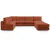 Image de Bobochic canapé d'angle fixe 100% modulable paris tissu bouclette 3 chauffeuses, 1 méridienne, 1 angle, 1 pouf orange PARIS