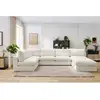 Image de Bobochic canapé d'angle fixe 100% modulable paris tissu bouclette 3 chauffeuses, 1 méridienne, 1 angle, 1 pouf blanc PARIS