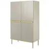 Image de Bobochic buffet haut 2 portes 100 cm kasha pieds or beige KASHA