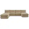 Image de Bobochic canapé panoramique fixe 100% modulable paris tissu bouclette avec 2 chauffeuses, 2 méridiennes, 1 pouf marron panoramique PARIS