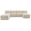 Image de Bobochic canapé panoramique fixe 100% modulable paris tissu bouclette avec 2 chauffeuses, 2 méridiennes, 1 pouf beige panoramique PARIS