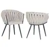 Image de Bobochic lot de 2 fauteuils de table charlotte tissu texturé beige CHARLOTTE