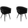 Image de Bobochic lot de 2 fauteuils de table charlotte tissu velours noir CHARLOTTE