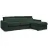 Image de Bobochic canapé d'angle réversible convertible coffre monaco tissu lisse vert 140x190 réversible MONACO