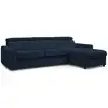 Image de Bobochic canapé d'angle réversible convertible coffre monaco tissu lisse bleu foncé 140x190 réversible MONACO