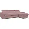 Image de Bobochic canapé d'angle réversible convertible coffre monaco tissu lisse rose 140x190 réversible MONACO