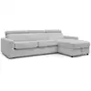 Image de Bobochic canapé d'angle réversible convertible coffre monaco tissu lisse gris clair 140x190 réversible MONACO