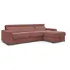 Image de Bobochic canapé d'angle réversible convertible coffre monaco velours côtelé rose 140x190 réversible MONACO