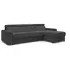 Image de Bobochic canapé d'angle réversible convertible coffre monaco velours côtelé gris foncé 140x190 réversible MONACO