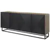 Image de Bobochic buffet 4 portes 200 cm alice pieds en métal chêne et noir ALICE