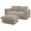 Image de Bobochic canapé droit fixe 2 places ernest avec pouf taupe ERNEST
