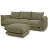 Image de Bobochic canapé droit fixe 3 places ernest avec pouf vert ERNEST