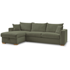 Image de Bobochic canapé d'angle réversible convertible ouverture express augustin velours côtelé vert clair 160x200 AUGUSTIN