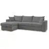 Image de Bobochic canapé d'angle réversible convertible ouverture express augustin velours côtelé gris foncé 160x200 AUGUSTIN
