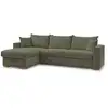 Image de Bobochic canapé d'angle réversible convertible ouverture express augustin velours côtelé vert clair 140x200 AUGUSTIN