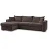 Image de Bobochic canapé d'angle réversible convertible ouverture express augustin velours côtelé marron 140x200 AUGUSTIN