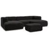 Image de Bobochic canapé panoramique fixe zephyr avec pouf noir ZEPHYR