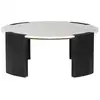 Image de Bobochic table basse ronde d.85 cm torvi plateau marbre et pieds bois massif de manguier noir TORVI