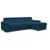Image de Bobochic canapé d'angle réversible convertible coffre monaco velours côtelé bleu foncé 160x190 réversible MONACO