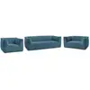 Image de Bobochic ensemble canapé droit fixe 3 + 2 places + fauteuil giorgia velours côtelé bleu clair GIORGIA