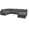 Image de Bobochic canapé d'angle modulable paris velours côtelé avec 3 chauffeuses, 1 méridienne, 1 angle, et 1 pouf gris foncé PARIS