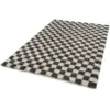Image de Bobochic tapis poils longs damien motifs damier noir 160x230 DAMIEN